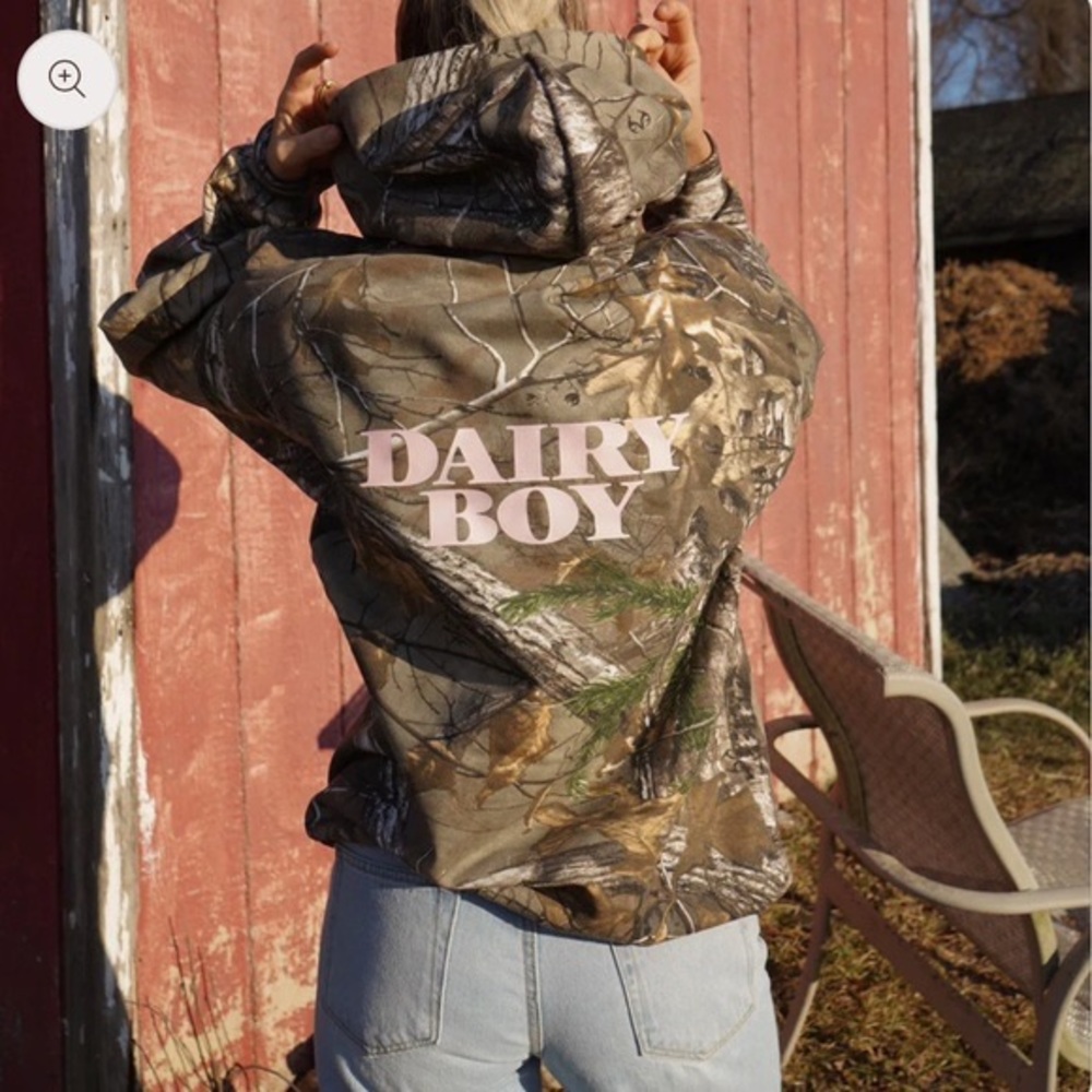 Dairy Boy pink camo hoodie